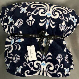 Vera Bradley Steel Blue Medallion Oversized Plush Throw Blanket 94” x 66”